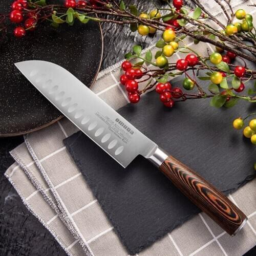 Stainless Steel Kitchen Santoku Chef Cuisine Knife Cut Meat Vegetable Sushi Knife Professional Commercial Fruit Melon Cutter