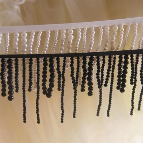 Handmade beaded ribbon tassel pearl lace DIY clothing shoes decorative beading accessories 8cm wide
