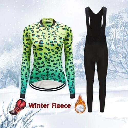 Fashion Winter Warm Cycling Jersey Women Set 2021 Road Bike Clothing Thermal Fleece Kit Female Wear Bicycle Clothes Uniform Suit