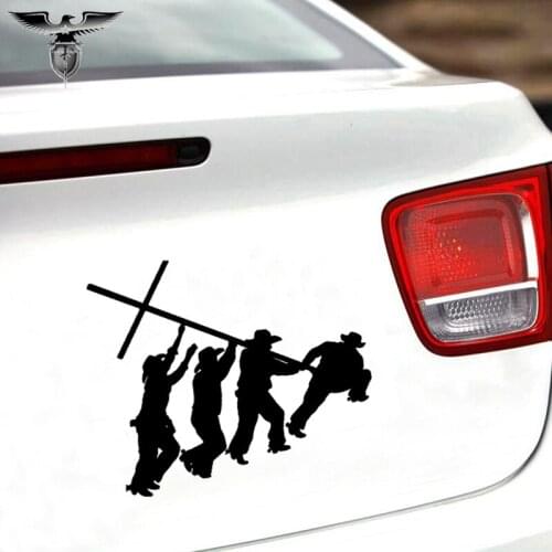 EmpireYing 3 Sizes 8 Colors Cowboys Raising Cross Iwo Jima Christian Devoutly Religious Car Sticker Door Decor Vinyl Decal Gifts