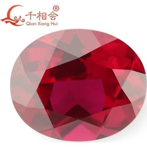 Natural cutting 5# red color oval shape artifical ruby corundum gem stone for jewelry making