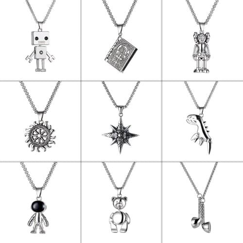 Korean Style Stainless Steel Alloy Necklace Men Steel Color 2021 Trendy Fashion Necklace For Women Hip Hop Pendant Jewelry