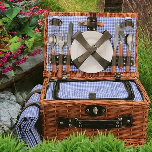 Wicker Basket Wicker Camping Picnic Basket For 2/4 Person Outdoor Willow Picnic Baskets Handmade Picnic Basket Set Picnic Part