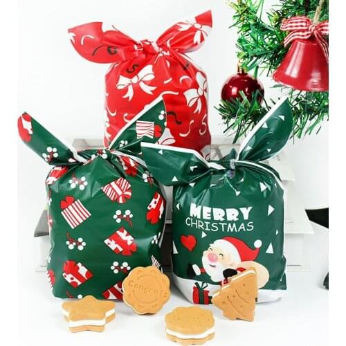 25Pcs Merry Christmas Gift Bag Bunny Rabbit Snowflake Candy Bags Happy New Year 2022 Christmas Party Supplies Xmas Decorations