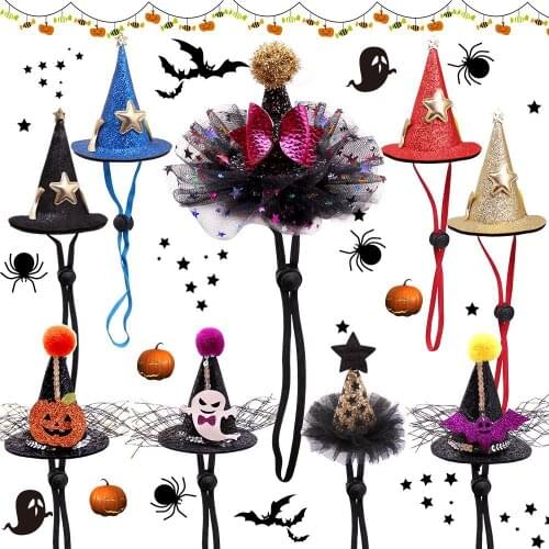 Fee Shipping Holloween Accessories Puppy Dog Cat Grooming Adjustable Hat Headwear For Teddy Yorkie Chihuahua Pet Supplier