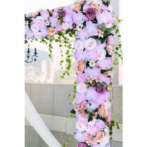 Lilac Wedding Pavillion Flowers strips square canopy flower decoration Wedding Decoration 4M x 24cm flower runner aisle decor