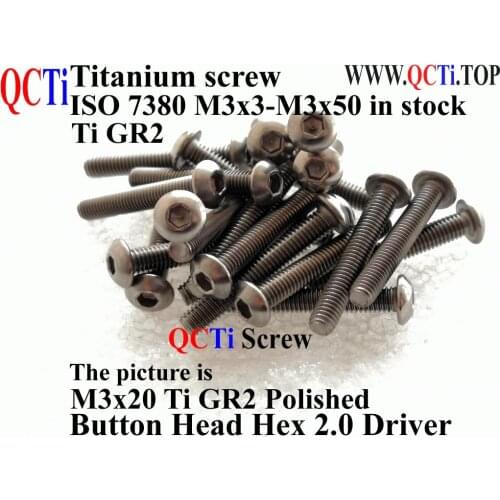 ISO 7380 M3 Titanium screw M3x20 M3x22 M3x23 M3x24 M3x25 M3x26 M3x27 M3x28 M3x30 M3x32 M3x35 Button Head Hex 2.0 Driver Ti GR2