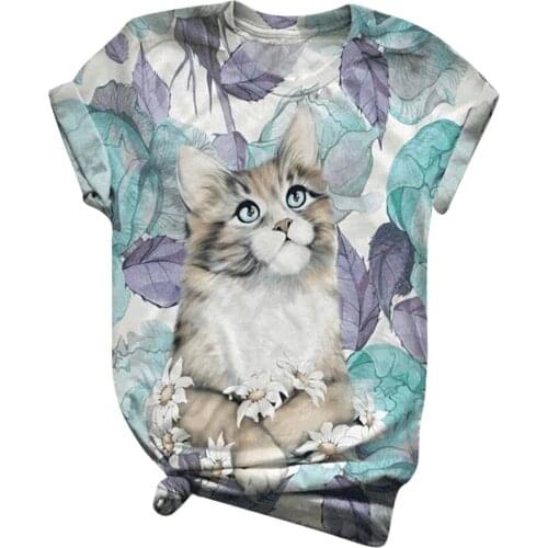 Plus Size Animal Printed Blouse Short Sleeves Round Neck Tops Tunic Casual Summer Womens Shirt Vintage Clothes Camisas De Mujer