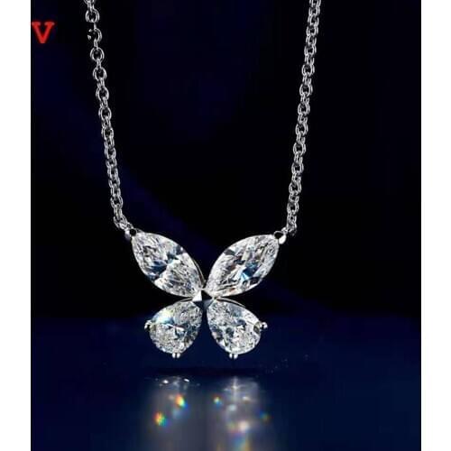 OEVAS 100% 925 Sterling Silver High Carbon Diamond Butterfly Pendant For Women Sparkling Wedding Engagement party Fine Jewelry