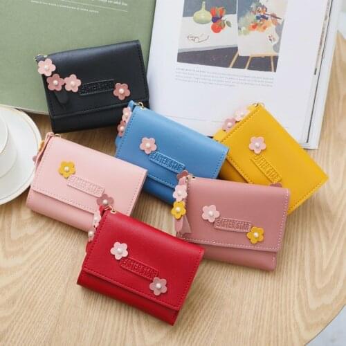 Women Cute Flower Wallet Small Zipper Girl Wallet Designer Leather Women Mini Coin Purse for Female Luxury Card Holder Wallet