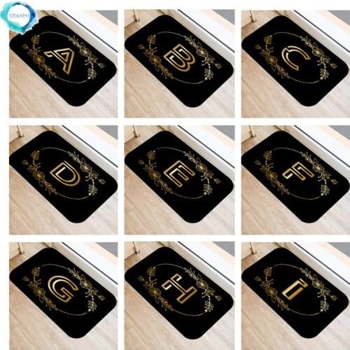 1PC 40x60cm Black Letters Print Doormats Rectangle Non-Slip Flannel Door Mat Bedroom Kitchen Entrance Floor Mat Doormats