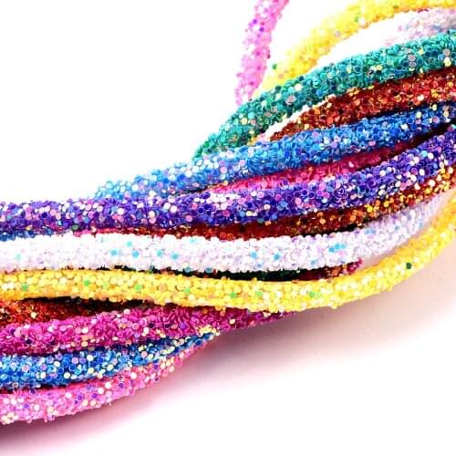 1 Yard 6mm Resin Glittering Rhinestones Rope Colorful Tube Cord Rope Rhinestones Trimming For DIY Party Decoration Wedding B1277