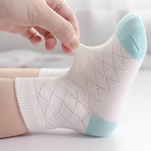 10pcs=5pair Children Socks Summer New Ultra Thin Baby Mesh Boys And Girls Solid Super For 0--3 Years 8--13cm long foot