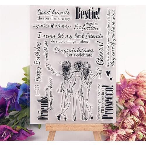 11x15cm girl friendship Transparent Clear Stamps Silicone Seals Roller Stamp DIY scrapbooking photo album/Card Making wedding