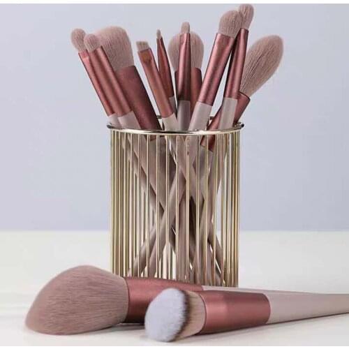 12PC Professional Make-up Brush Set Dark Pink Concealer Contour Foundation Blush Powder Cosmetic Brushes Tool