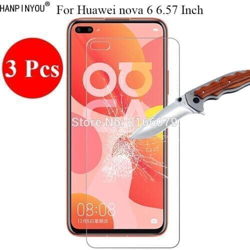 3 Pcs/Lot New 9H 2.5D Anti-Shatter Tough Tempered Glass Screen Protector For Huawei nova 6 nova6 6.57" Protective Film Guard
