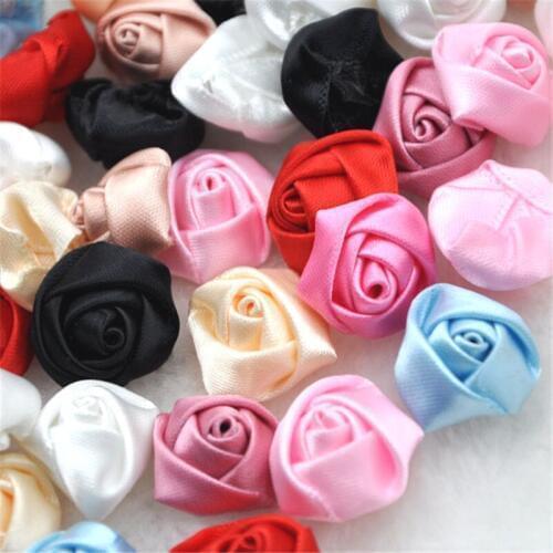 40Pc Lots Upick Satin Ribbon Rose DIY Craft Scrapbook Sewing Appliques E142