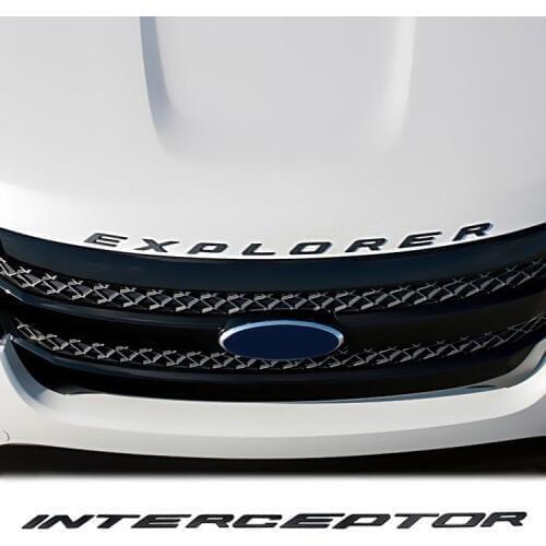 Car Sticker Emblem Badge For Ford Explorer Interceptor Letters Hood Metal 2 Colors Tuning Auto Car Styling Accessories