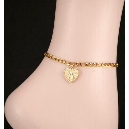 Gold Color A-Z Letter Initial Anklets Bracelet for Women Girls Stainless Steel Alphabet Ankle Name Jewelry Leg Foot Bracelet BFF