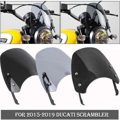 Motorcycle Front Windscreen Windshield Shield Screen w/Bracket For 2015 2016 2017 2018 2019 2020 Ducati Scrambler Wind Deflector
