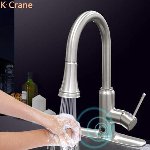 Motion Infrared Sensor Faucet Kitchen Sink Touchless Tap Pull Out Flexible Crane Hot Cold Water Mixer Torneiras Smart Brass Taps
