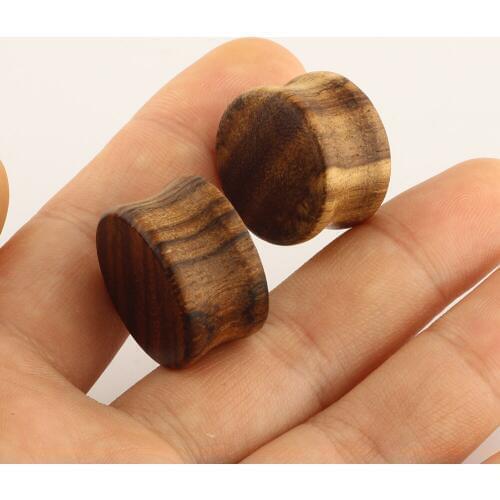 JUNLOPWY Wood Ear Plugs Brown Double Flared Ear Saddle Stretcher Piercing Gauge Mix 6- 20mm 80pcs Body Jewelry Flesh Tunnels