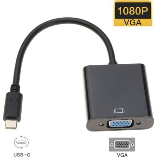 KEBIDU Type C To VGA Adapter Cable USB 3.1 Hub Type-C Male To VGA Female Converter Adapter for Macbook Chromebook Pixel Laptop