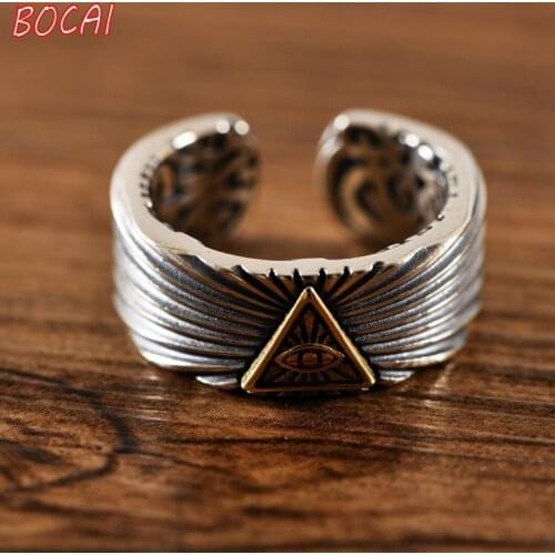 Real S925 Silver European and American Fashion All-Knowing Gods Eye Open Ring