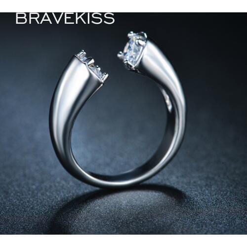 BRAVEKISS cubic zircon double crystal adjustable open rings for women finger open cuff anillos bijoux ring band jewelry BUR0220B