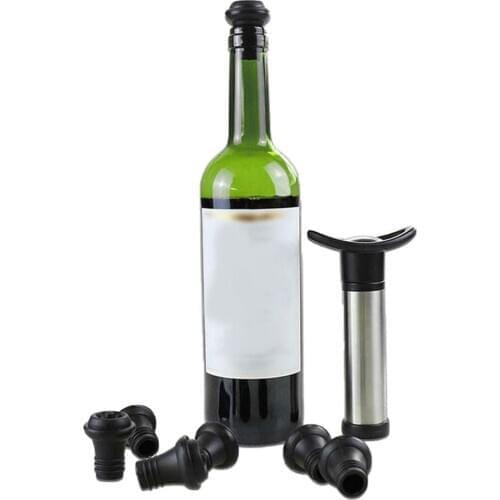 Red Wine Saver Fresh Preserver Vacuum Air Pump with 6 Silicone Bottle Stoppers