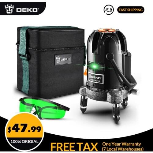 DEKO DKLL501 5 Lines 6 Points Laser Level Green Laser Lines Multipurpose Cross-Line Outdoor Tilt Mode With Tripod Set