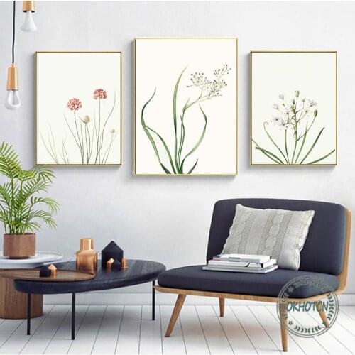 Nordic Minimalist Green Plant Leaf Floral Poster Wall Art Print Canvas Painting Modern Decorative Picture for Living Room