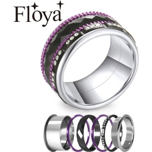 Fashion Titanium Stainless Steel Rings Womens Wedding Band Ring Layered Boho Rings large Black Turning Accessories