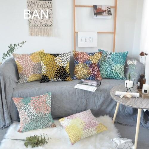 Cartoon Leave Flower Cushion Cover Geometric Linen Pillow Cover Nordic Decorative Pillows for Sofa Pillow Case for Home Decor