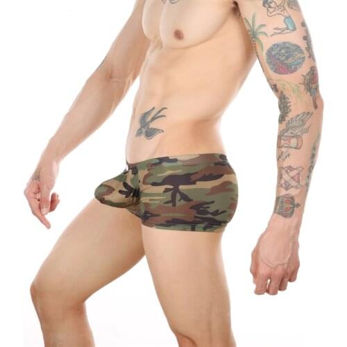 Large Ball Pouch Cock Bag Sexy Mens Camouflage Boxer Underwear Hot Panties Gay