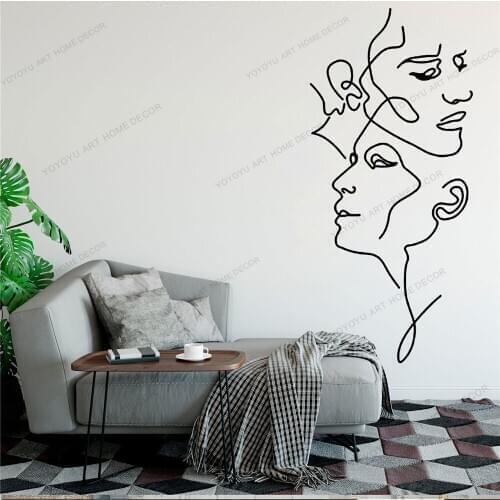 Couple Line Draw Art Wall Sticker For Home Decor Living Room Fashion Wall Decals Valentines Removable Murals Wallpoof CX1456