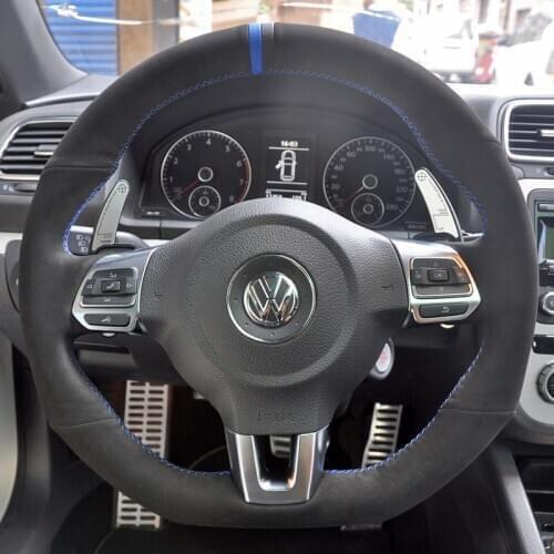 New DIY Leather Steering Wheel Hand Sewing Wrap Cover Fit For Volkswagen Golf 6 GTI MK6 / Polo GTI / Scirocco R Passat CC