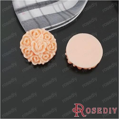 Wholesale 17mm Light Orange Flower Resin Flat Bottom Beads Diy Jewelry Findings Accessories 20 pieces(JM4994)