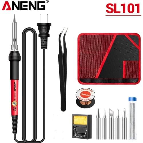 ANENG L101 60W Soldering Iron Kit 12 in 1 110V 220V Multi-level Adjustable Temperature Soldering Tips Electric Soldering Iron