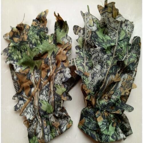 Outdoor gloves climbing Cycling Maple leaves Bionic Camouflage Shooting Hunting thin Gloves 1 pair Lightweight and breathable