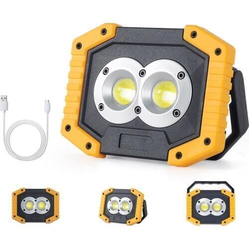 COB Portable Spotlight Super Bright Led Work Light 20W 18650*2/AA*4 Rechargeable for Outdoor Camping Lampe Led Flashlight