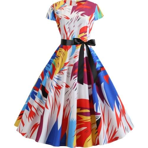 Dress Women Summer Will spot new printing short sleeve restoring ancient ways big pendulum Dresses Casual Vestidos ZXP5313
