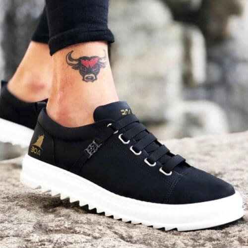 BA0111 Fitted Casual Base Black White Sneakers Men 'S Sports Shoes Turkish Goods Each Outfit Convenient Fast shipping Reasonable Price