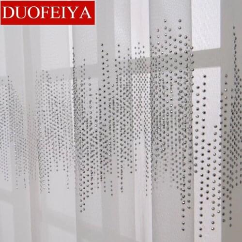 Luxury Endless Wave 3D Diamond Sheer Curtains for Bedroom Window Screen White Gray Tulle for Living Room Kitchen Balcony