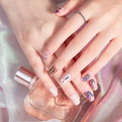 Pink Purple Dusk Sky Cloud Design Water Transfer Full Cover Nail Stickers Coffee Color Nail Art New Fashion Manicure Decoration