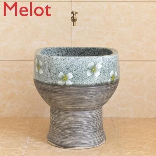 Mop Pool Home Balcony European Style Retro Mop Basin Mop Sink Floor Style Outdoor Large Sink in Bathroom
