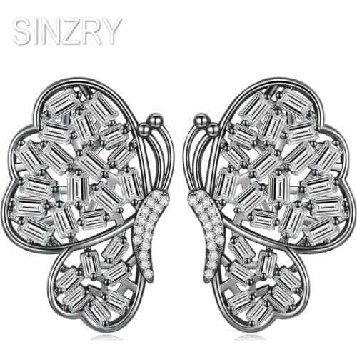 SINZRY Trendy Cubic Zirconia butterfly Stud Earrings For Women Fashion popular Earring lady costume Jewellery