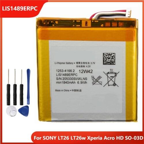 Original Replacement Phone Battery LIS1489ERPC For SONY LT26 LT26w Xperia Acro HD SO-03D Rechargable Batteries 1840mAh With Tool