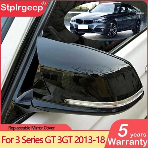 Replacement ABS Carbon Fiber black Mirror Cover shell For BMW 3 Series GT 3GT F34 2013-2018