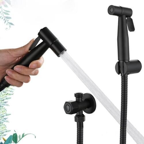 Bidet Faucet Hygienic Shower Bidet Tap Black Stainless Steel Muslim Single Cold Shower Faucet Anal Cleaning Bidet Toilet Faucets